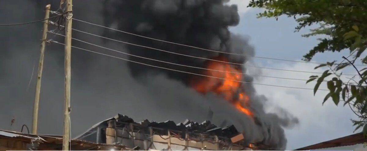 Fire outbreak at a building in Kwetu News, Kenya.