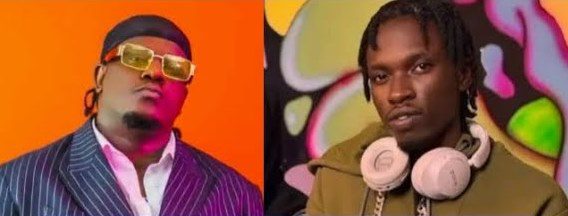 Two male musicians in colorful outfits with vibrant backgrounds.
