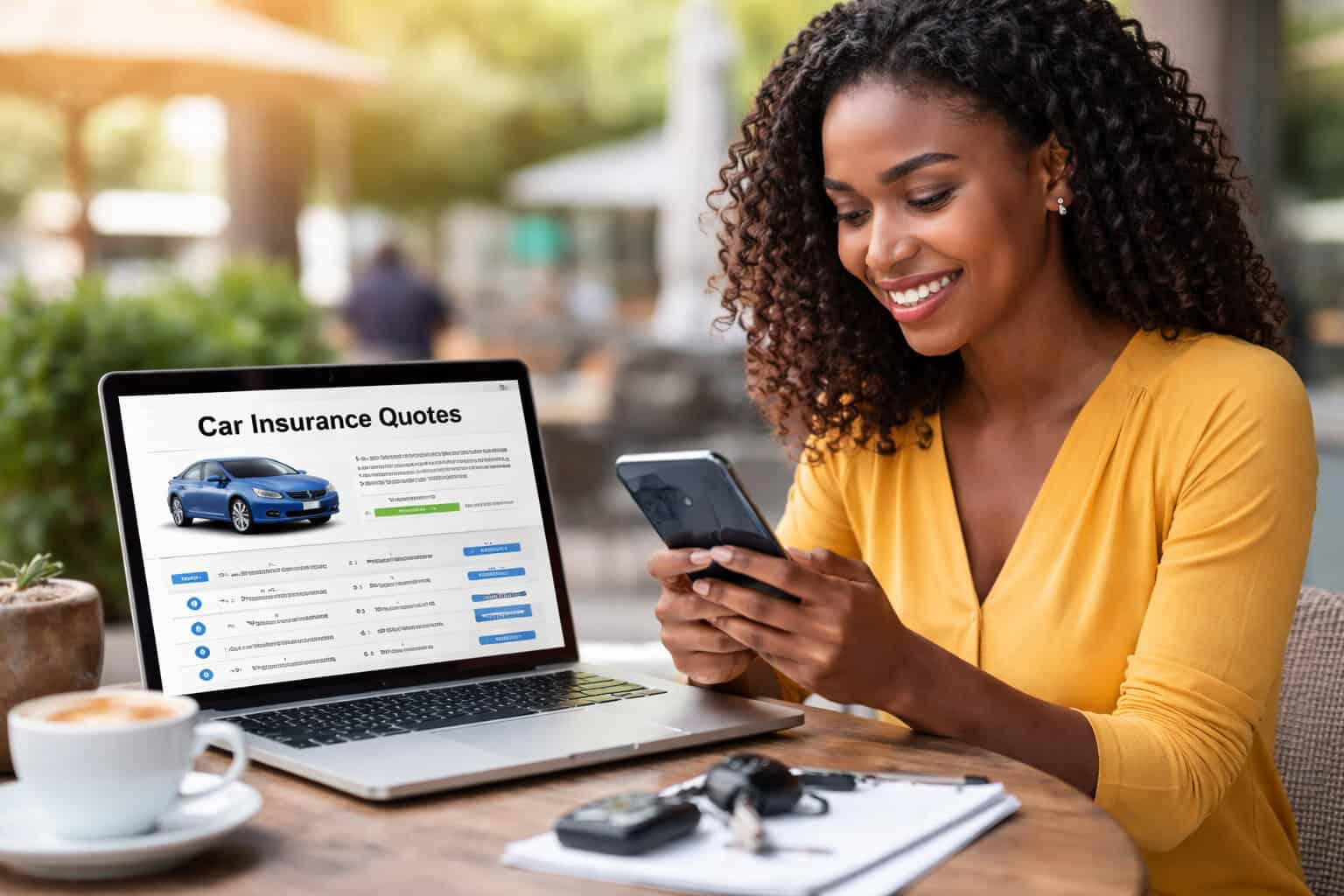 Affordable car insurance quotes displayed on a laptop screen.