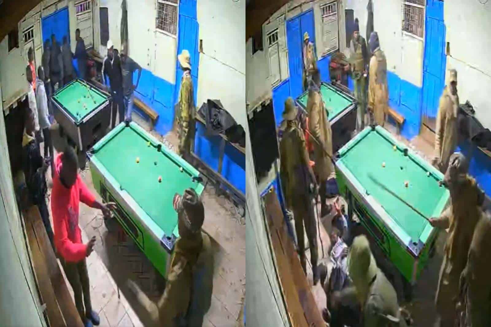 Billiards players engaging in a game at Kwetu Collections pool table.